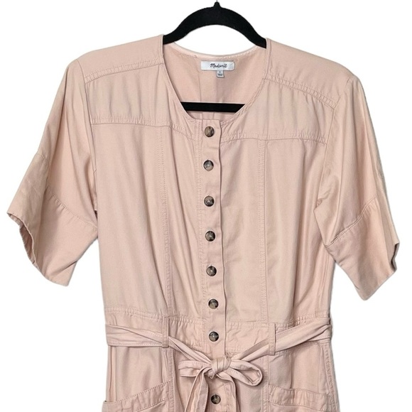 Madewell Top-Stitched Coverall Jumpsuit Bashful Blush Sz 2 - Picture 7 of 16